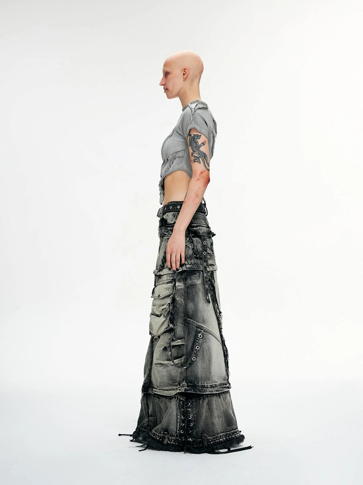 Personsoul Three-Stage Faded Maxi Denim Skirt(limited) - Image 10