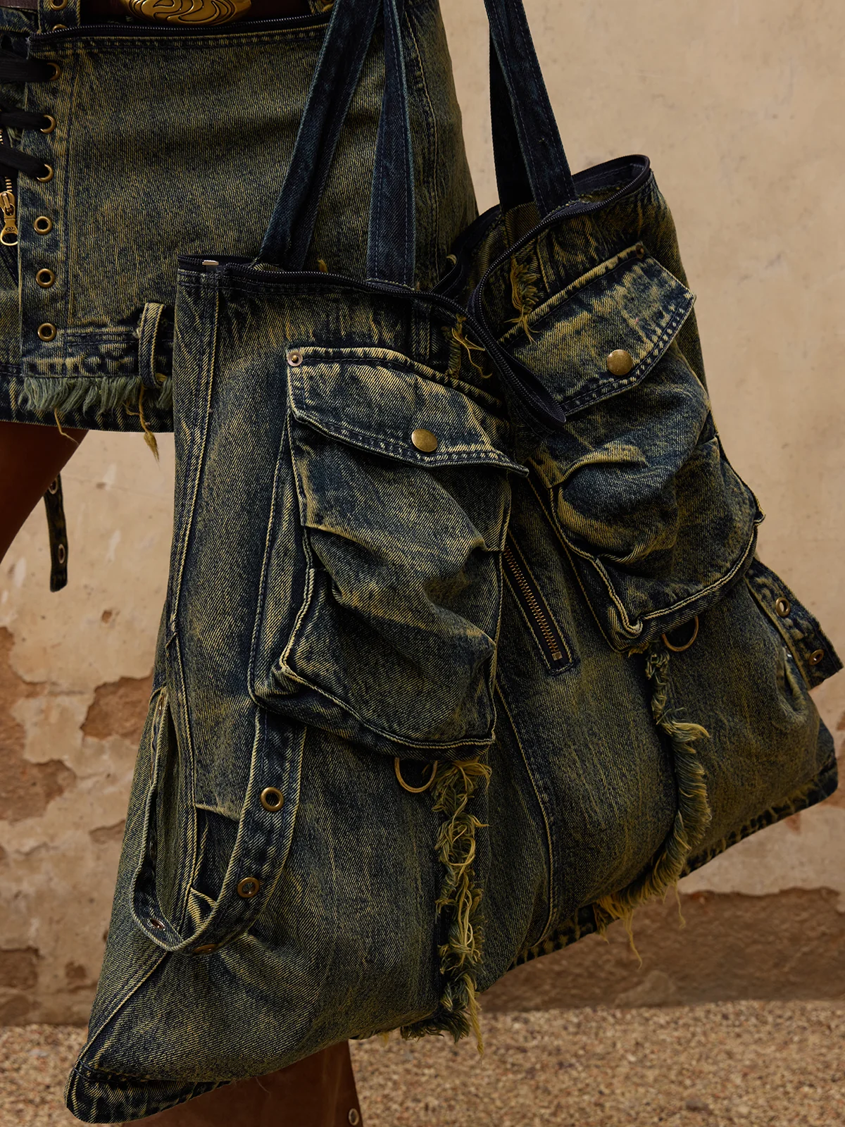 Personsoul Three-Stage Maxi Denim Skirt - Image 10