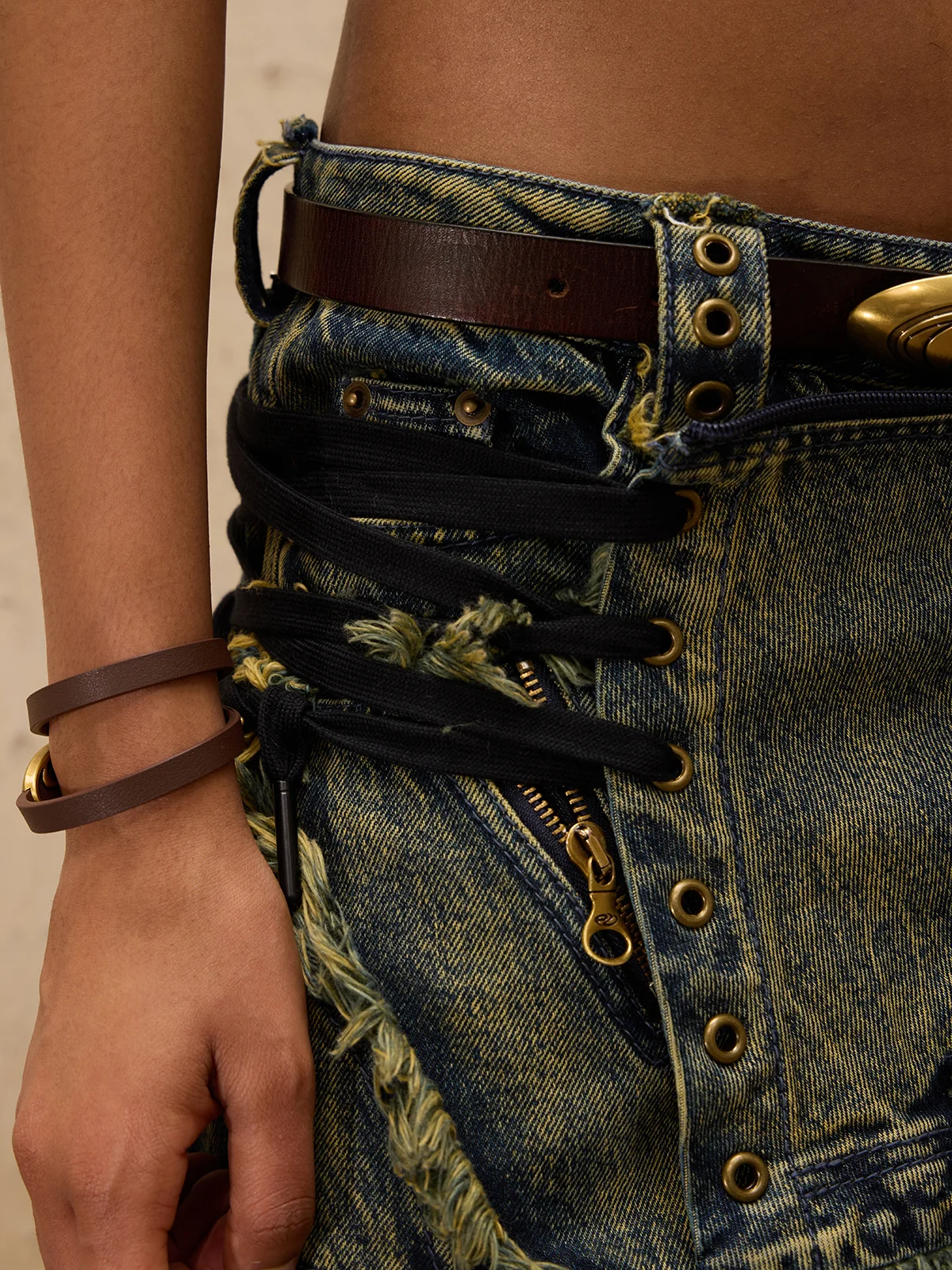 Personsoul Three-Stage Maxi Denim Skirt - Image 9
