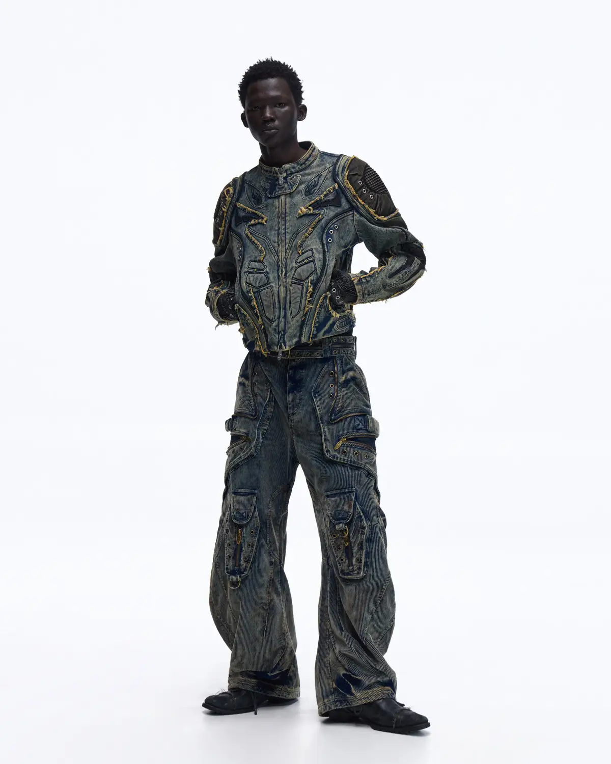 Personsoul Tiger Print Racing Denim Jacket - Image 11