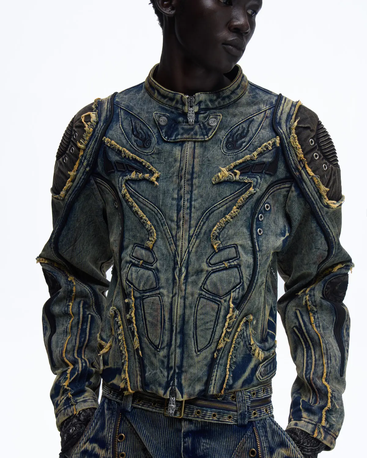 Personsoul Tiger Print Racing Denim Jacket - Image 2