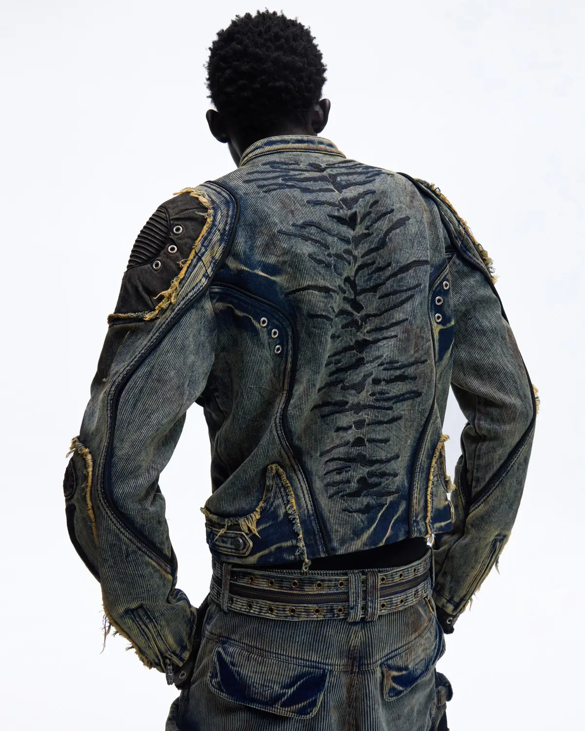 Personsoul Tiger Print Racing Denim Jacket - Image 3