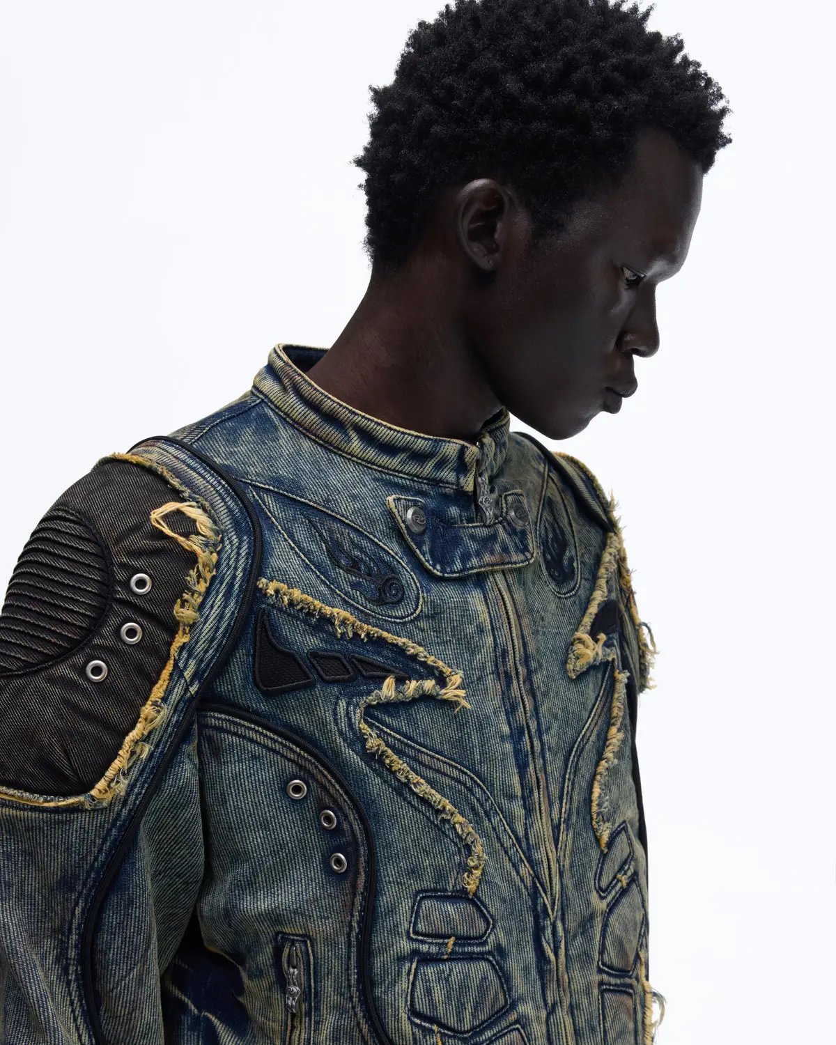 Personsoul Tiger Print Racing Denim Jacket - Image 4