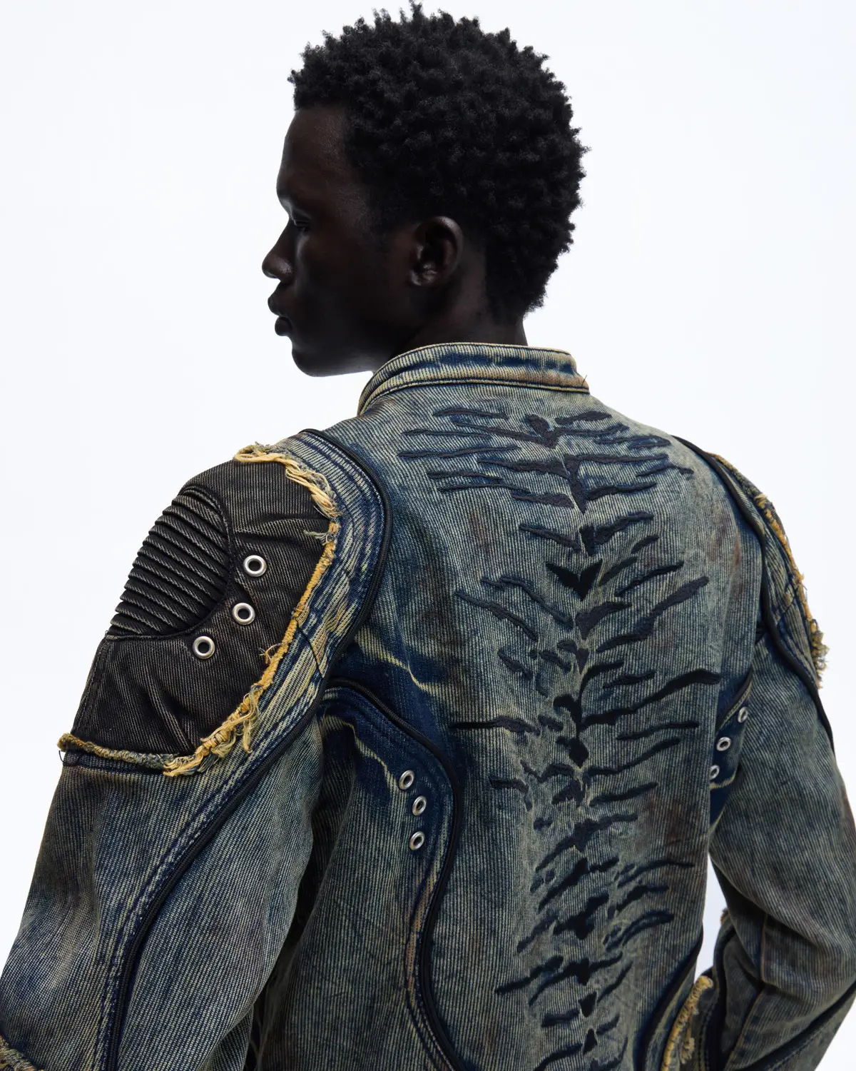 Personsoul Tiger Print Racing Denim Jacket - Image 5