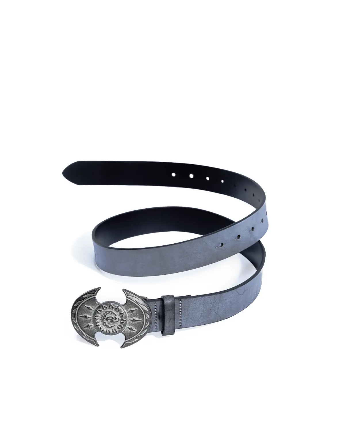 Personsoul Top-Grain Cowhide Axe-Shaped Belt Gray