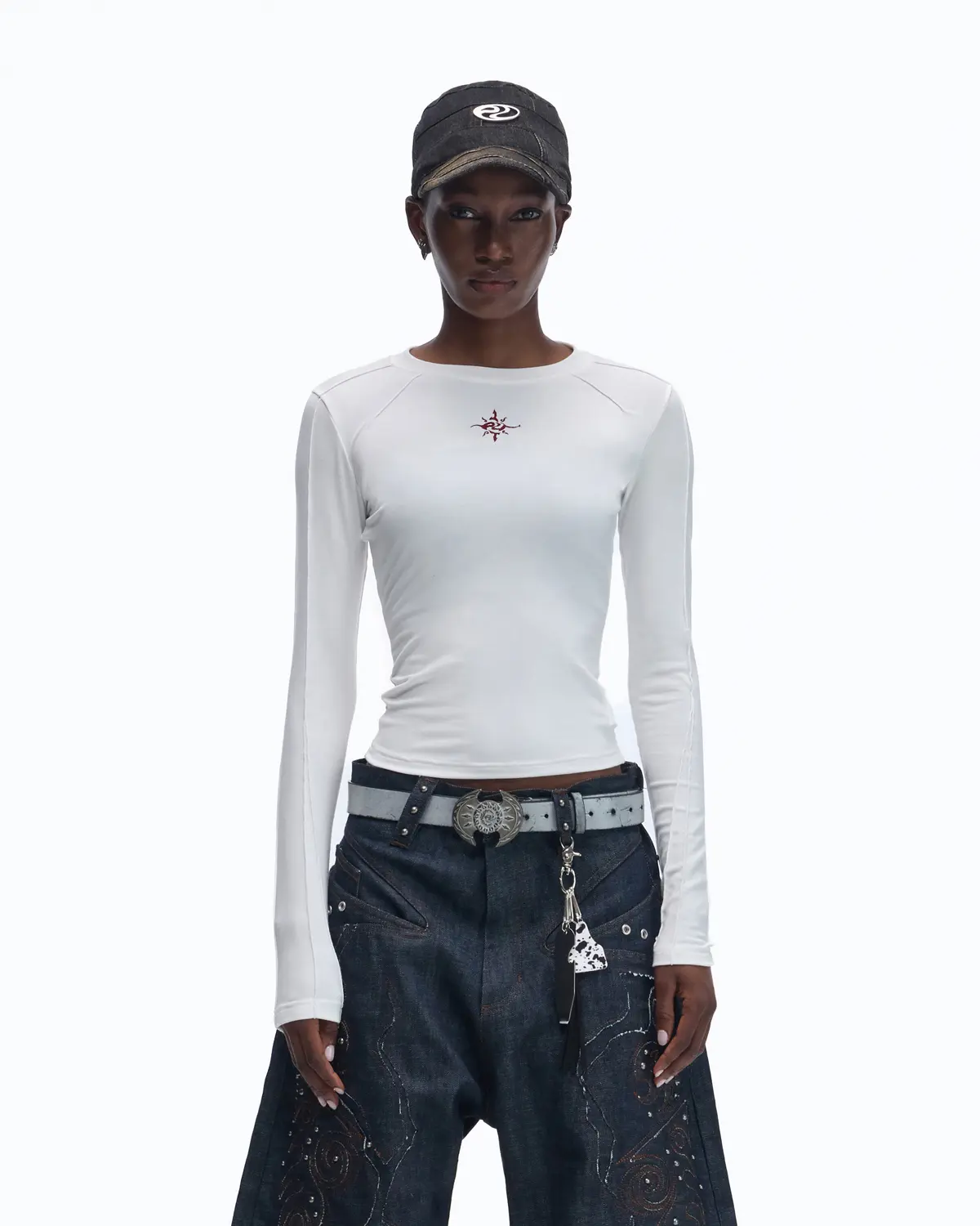 Personsoul Top-Grain Cowhide Axe-Shaped Belt Gray - Image 3