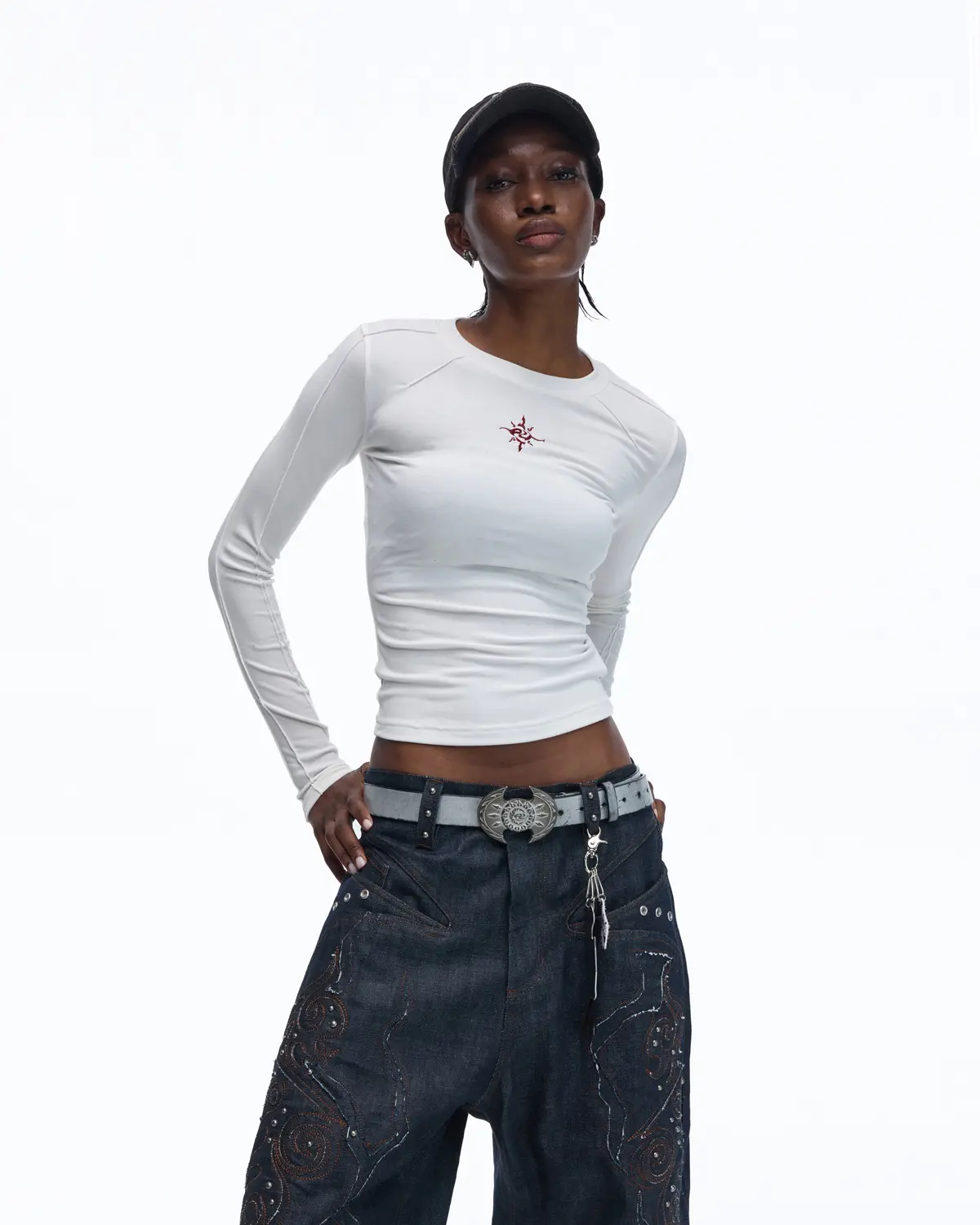Personsoul Top-Grain Cowhide Axe-Shaped Belt Gray - Image 5