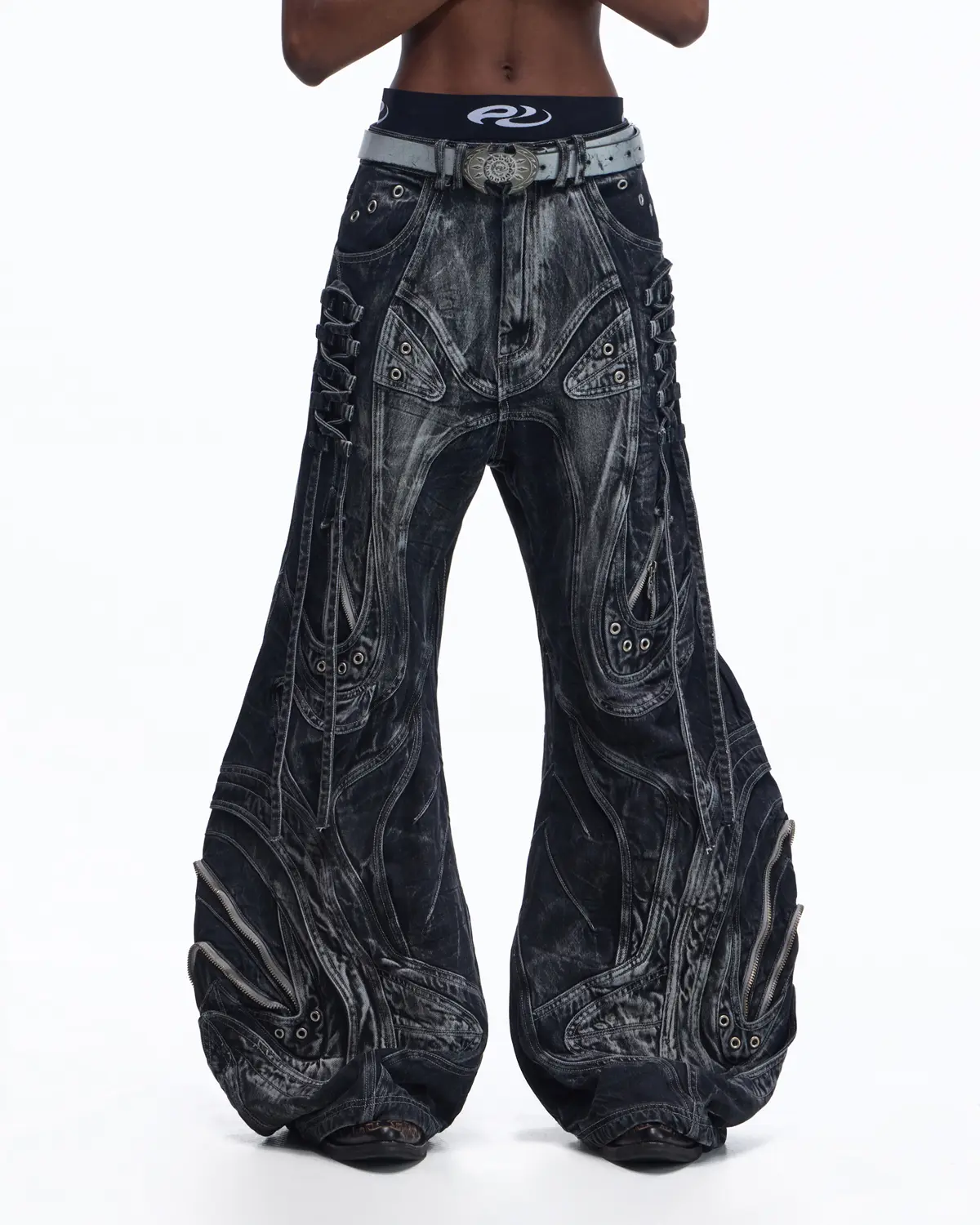 Personsoul Top-Grain Cowhide Axe-Shaped Belt Gray - Image 8