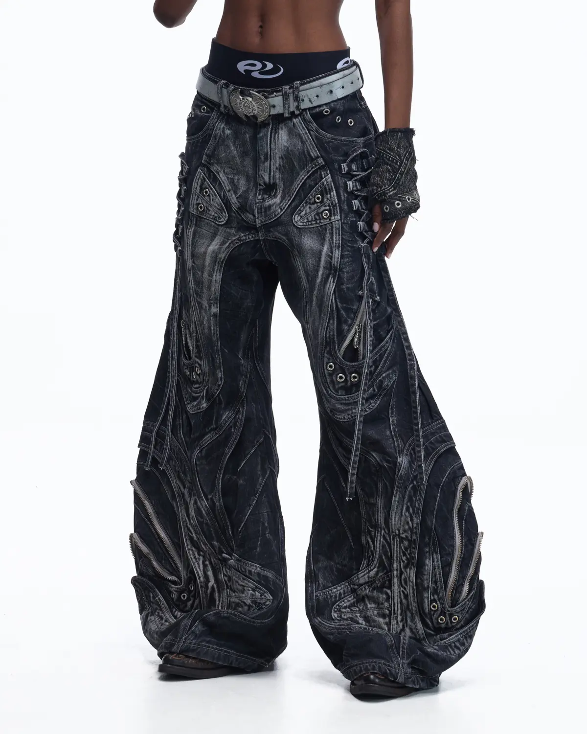 Personsoul Top-Grain Cowhide Axe-Shaped Belt Gray - Image 9