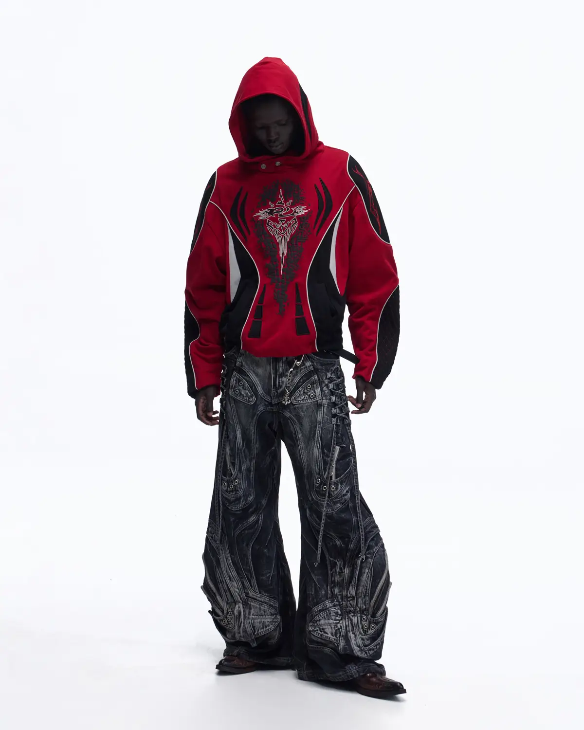Personsoul Totem Color-Block Racing Hoodie - Image 7