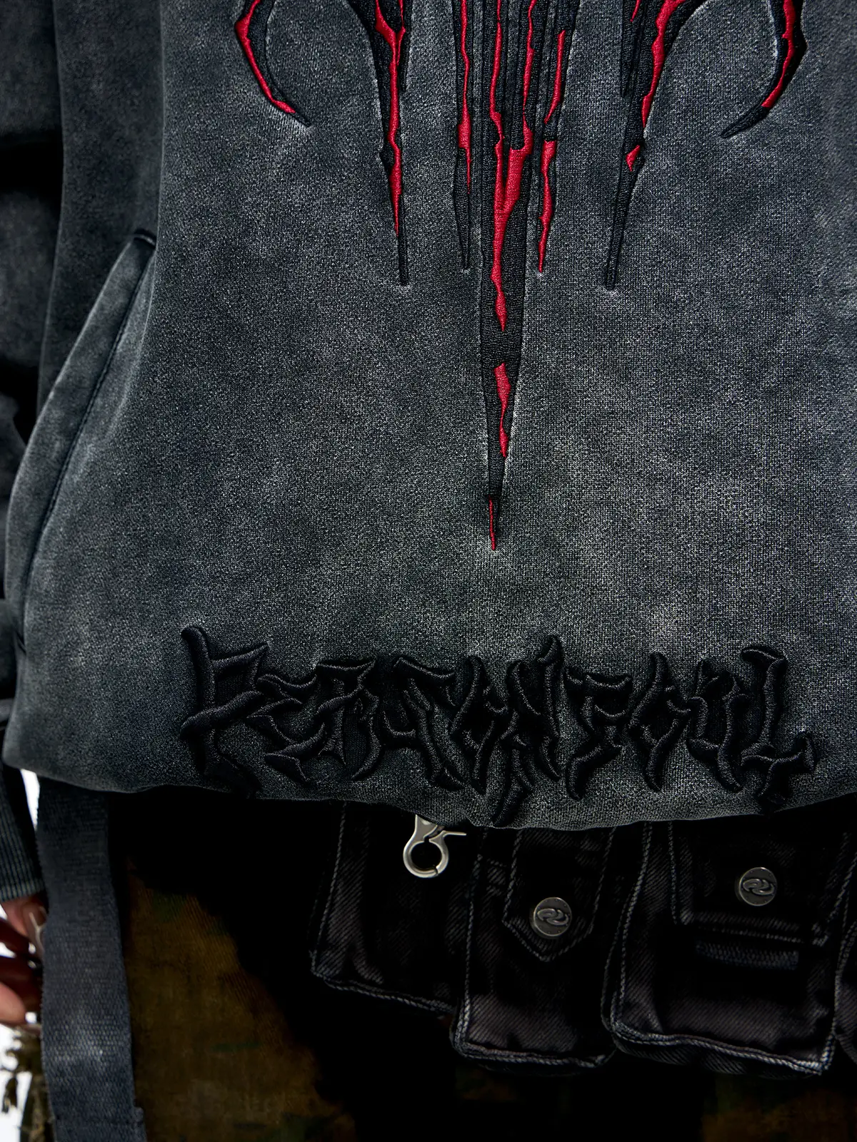 Personsoul Totem Embroidered Washed Hoodie - Image 7