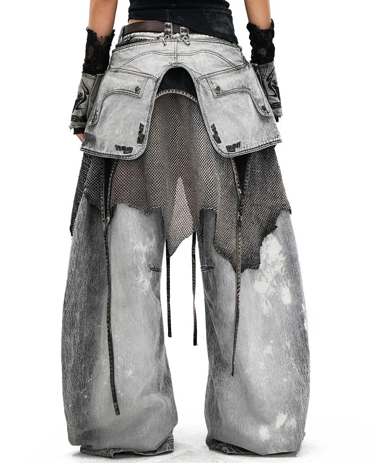 Personsoul Vintage Detachable Panel Curved-Leg Denim Jeans(5 in 1) - Image 5
