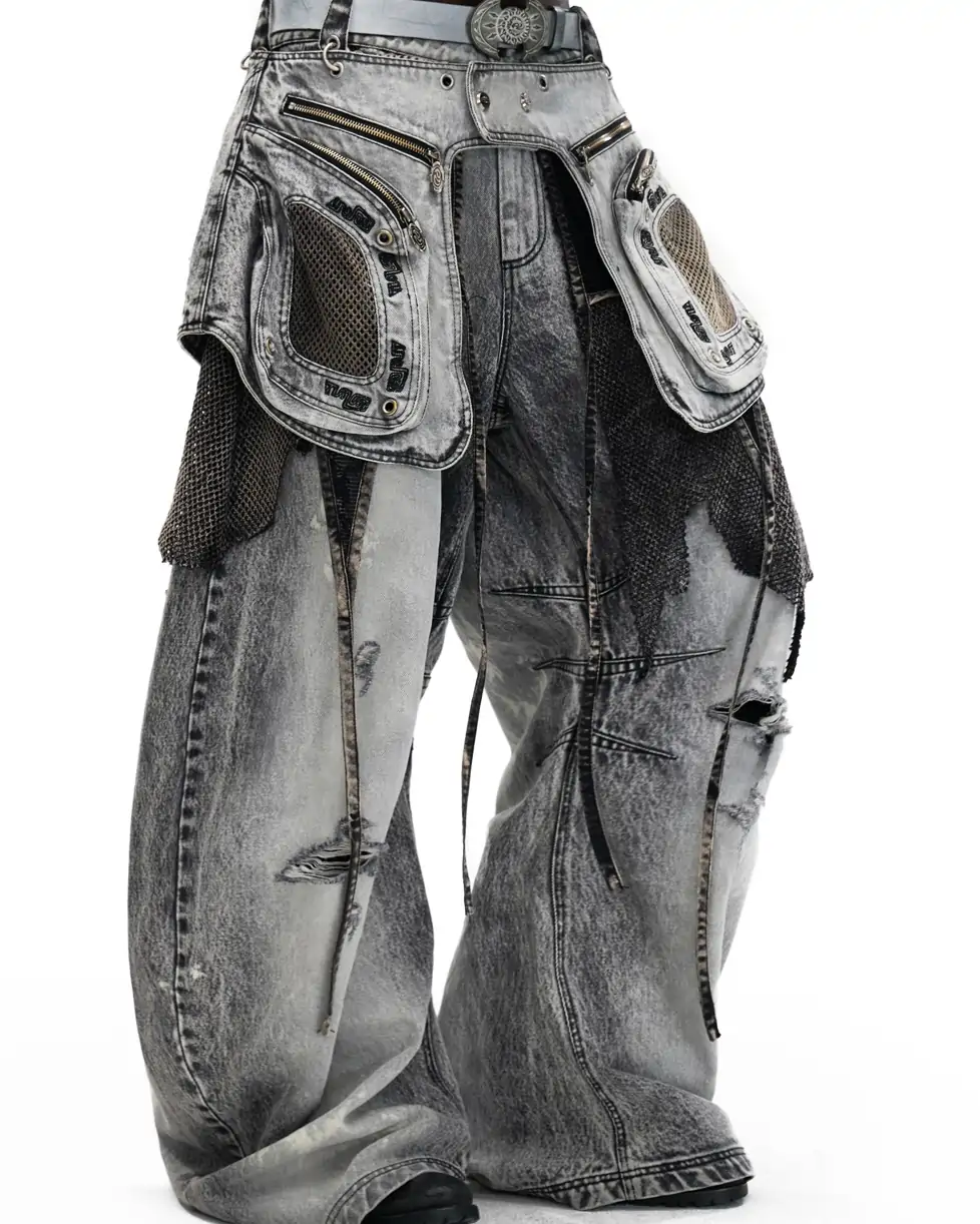 Personsoul Vintage Detachable Panel Curved-Leg Denim Jeans(5 in 1) - Image 7