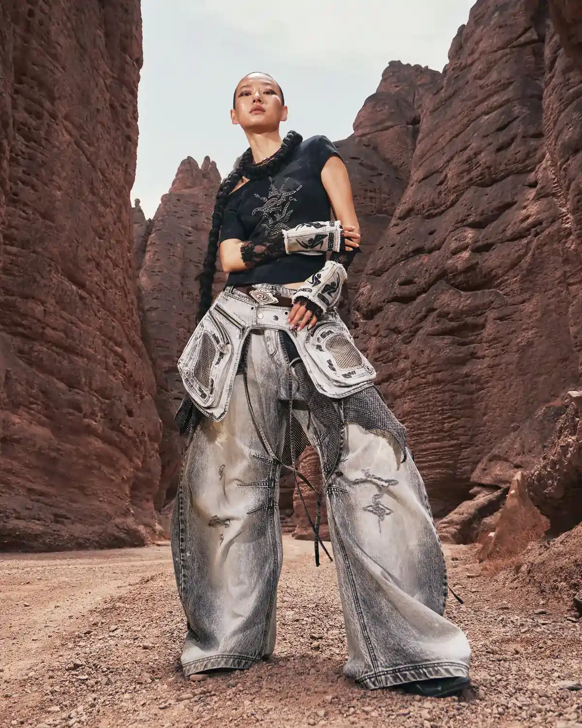 Personsoul Vintage Detachable Panel Curved-Leg Denim Jeans(5 in 1) - Image 9