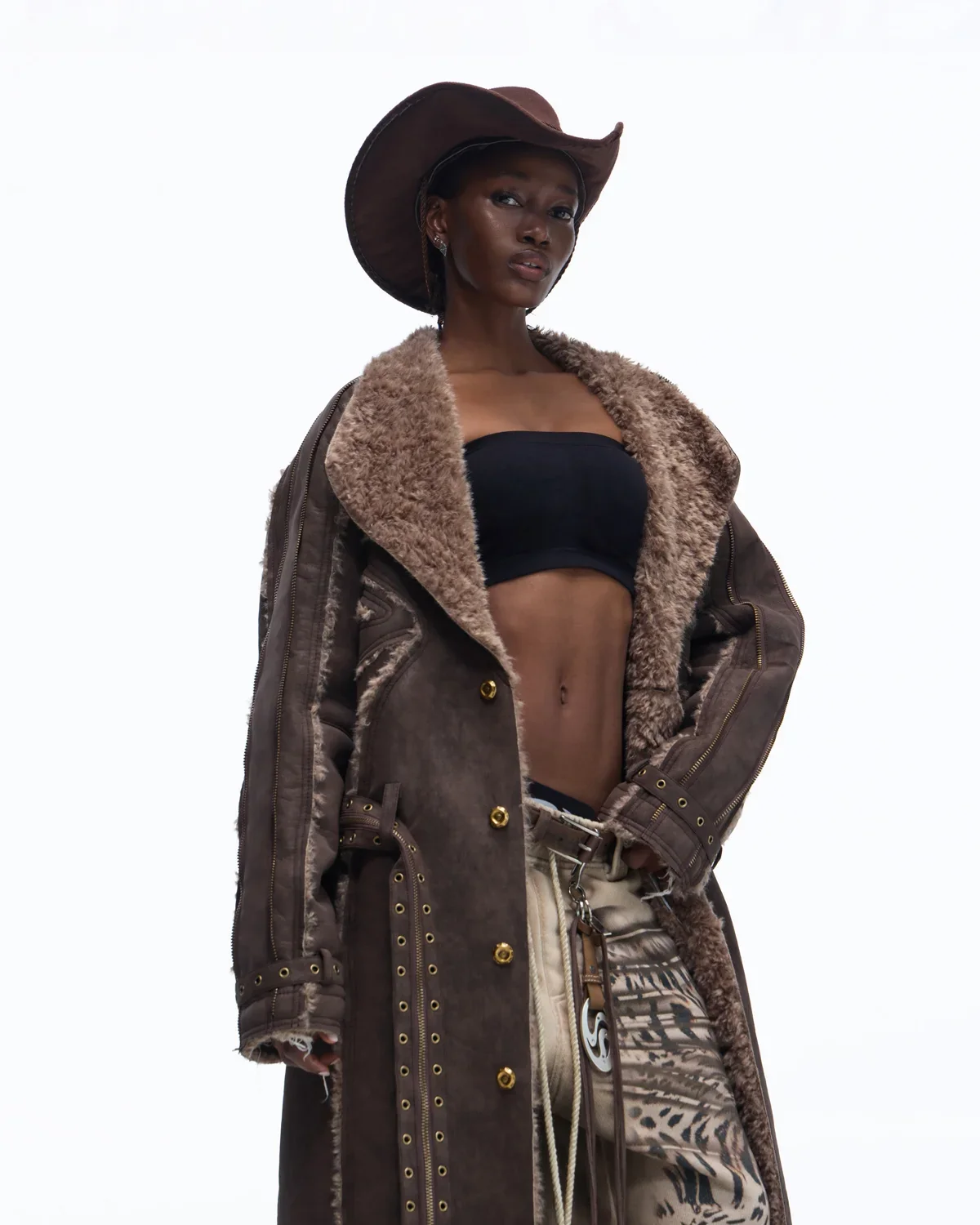 Personsoul Vintage Long Shearling Coat - Image 4