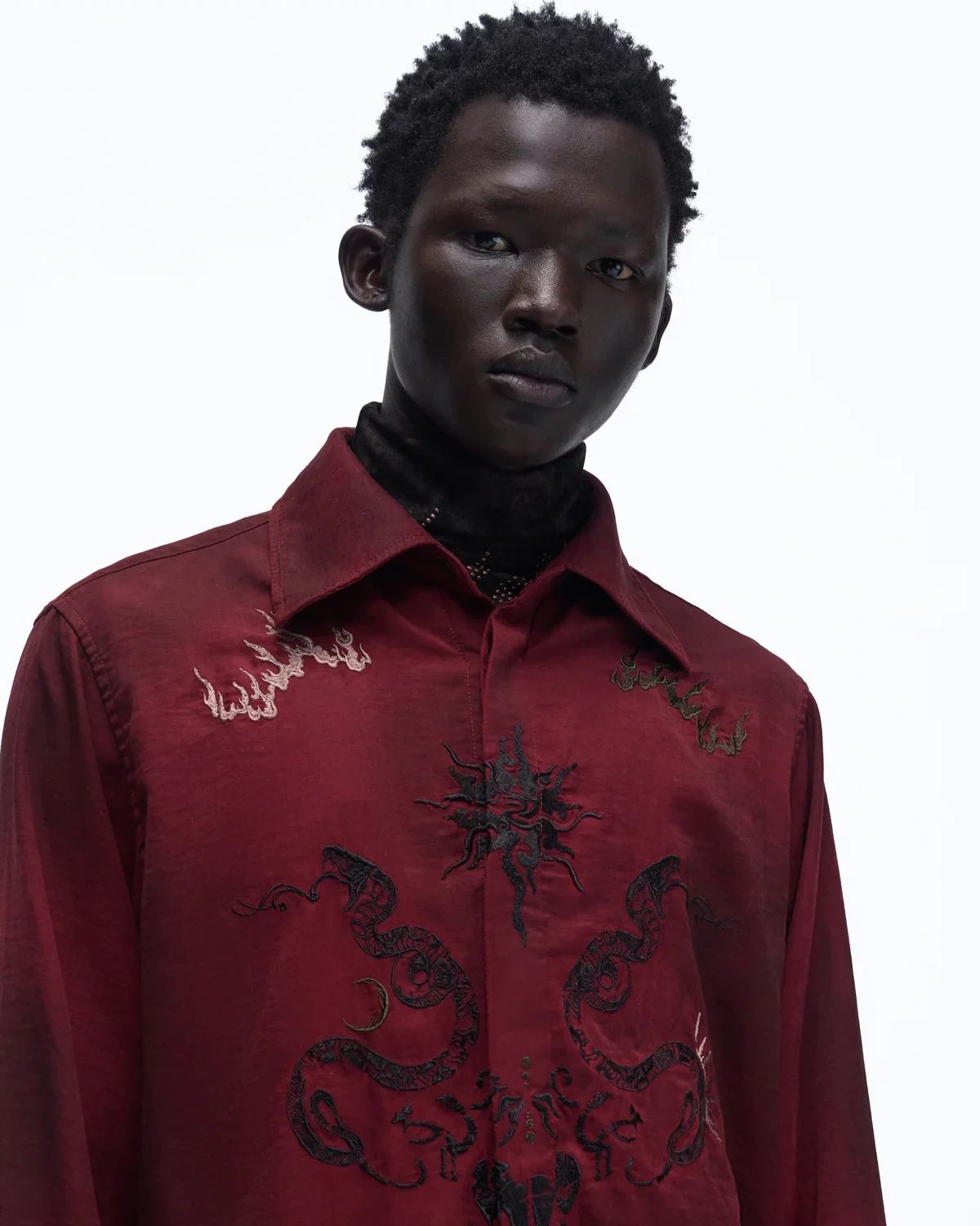 Personsoul Vintage Wine Red Shirt with Totem Print - Image 4