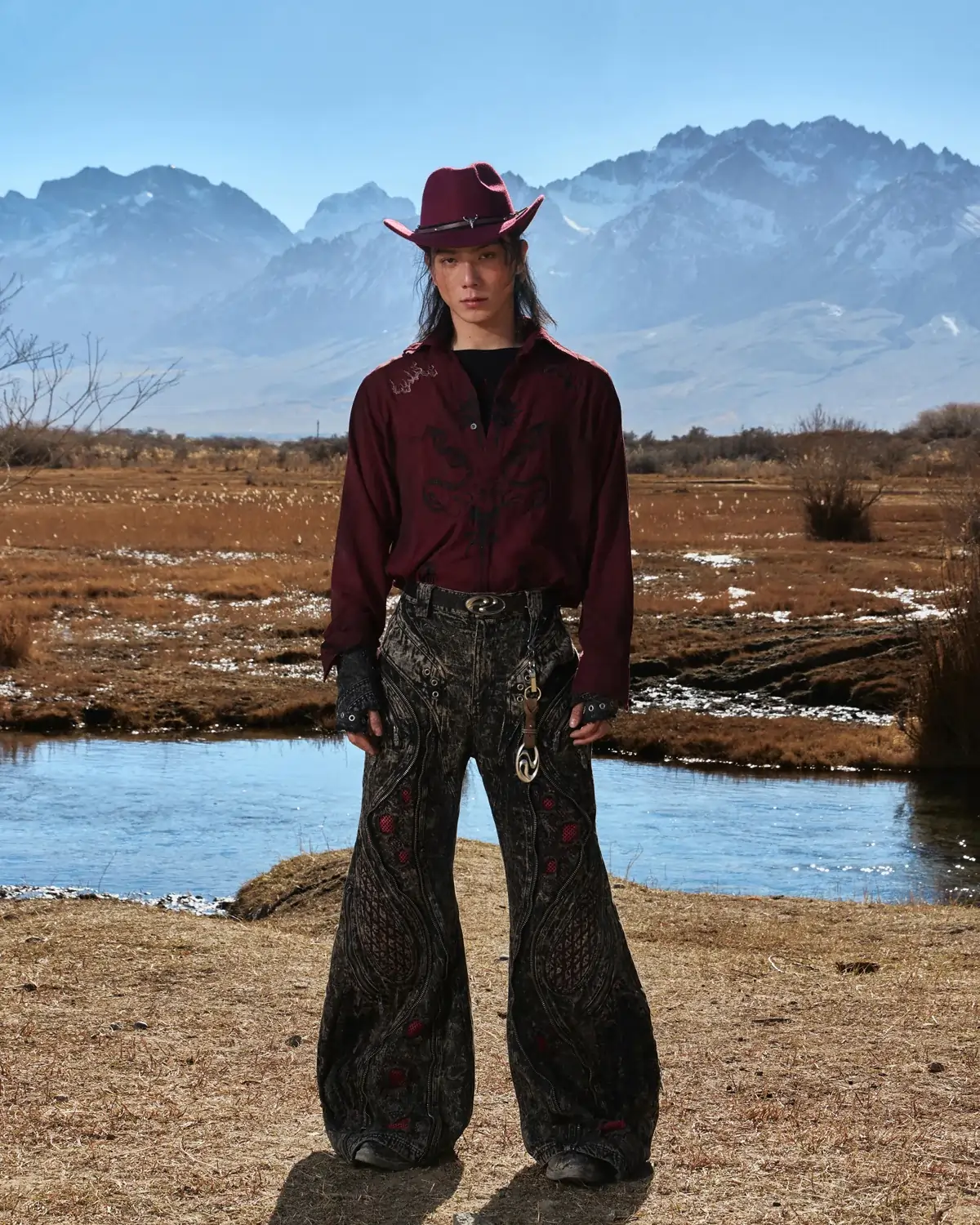Personsoul Vintage Wine Red Shirt with Totem Print - Image 6
