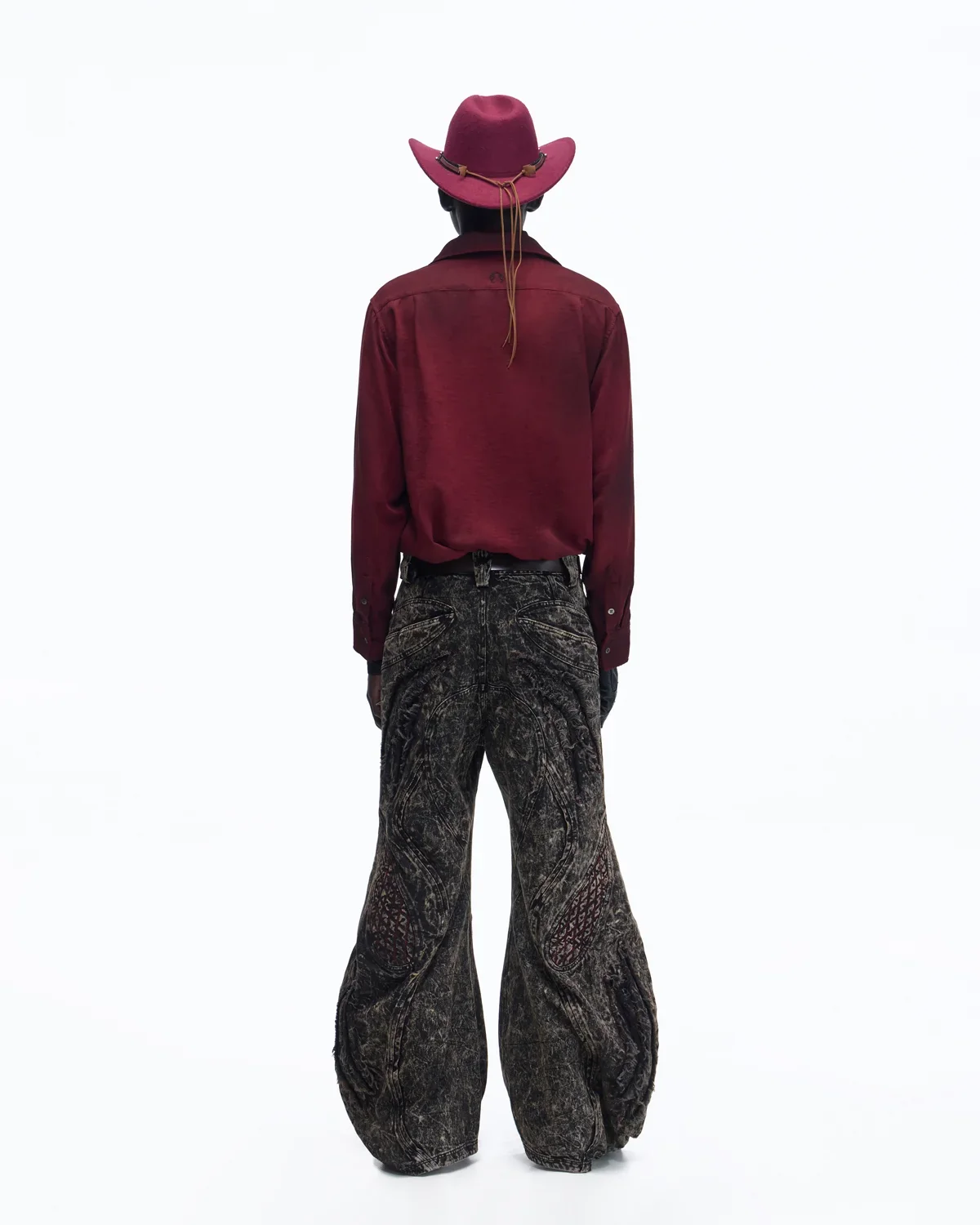 Personsoul Vintage Wine Red Shirt with Totem Print - Image 9