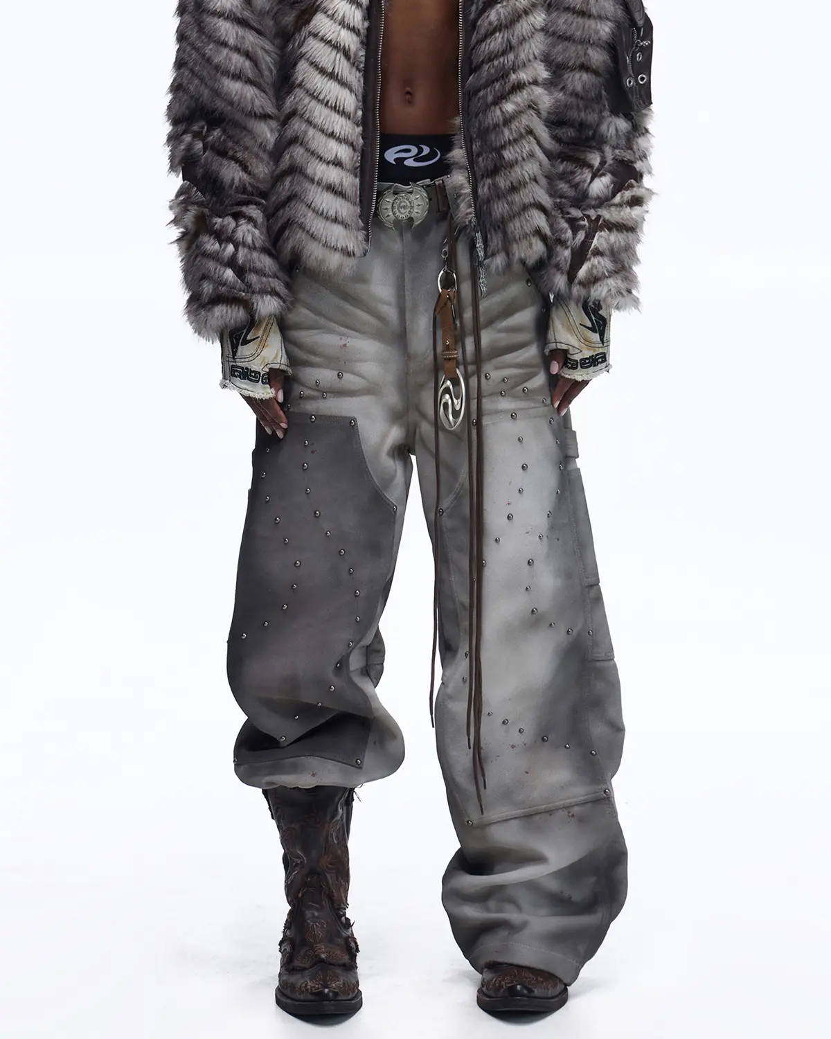 Personsoul Water-Dyed Cowhide Mythical Beast Western Boots - Image 6