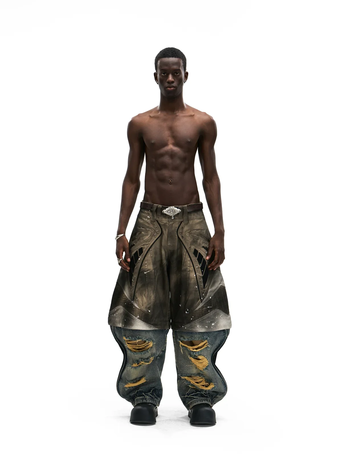 Personsoul Wavy Detachable Racing Denim Jeans - Image 11