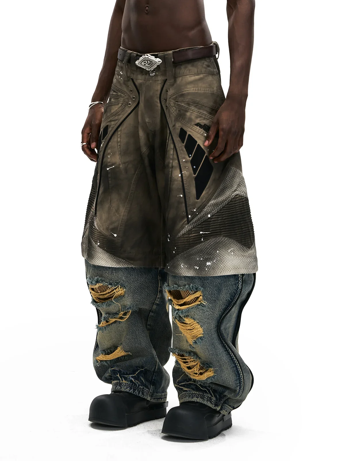 Personsoul Wavy Detachable Racing Denim Jeans - Image 4