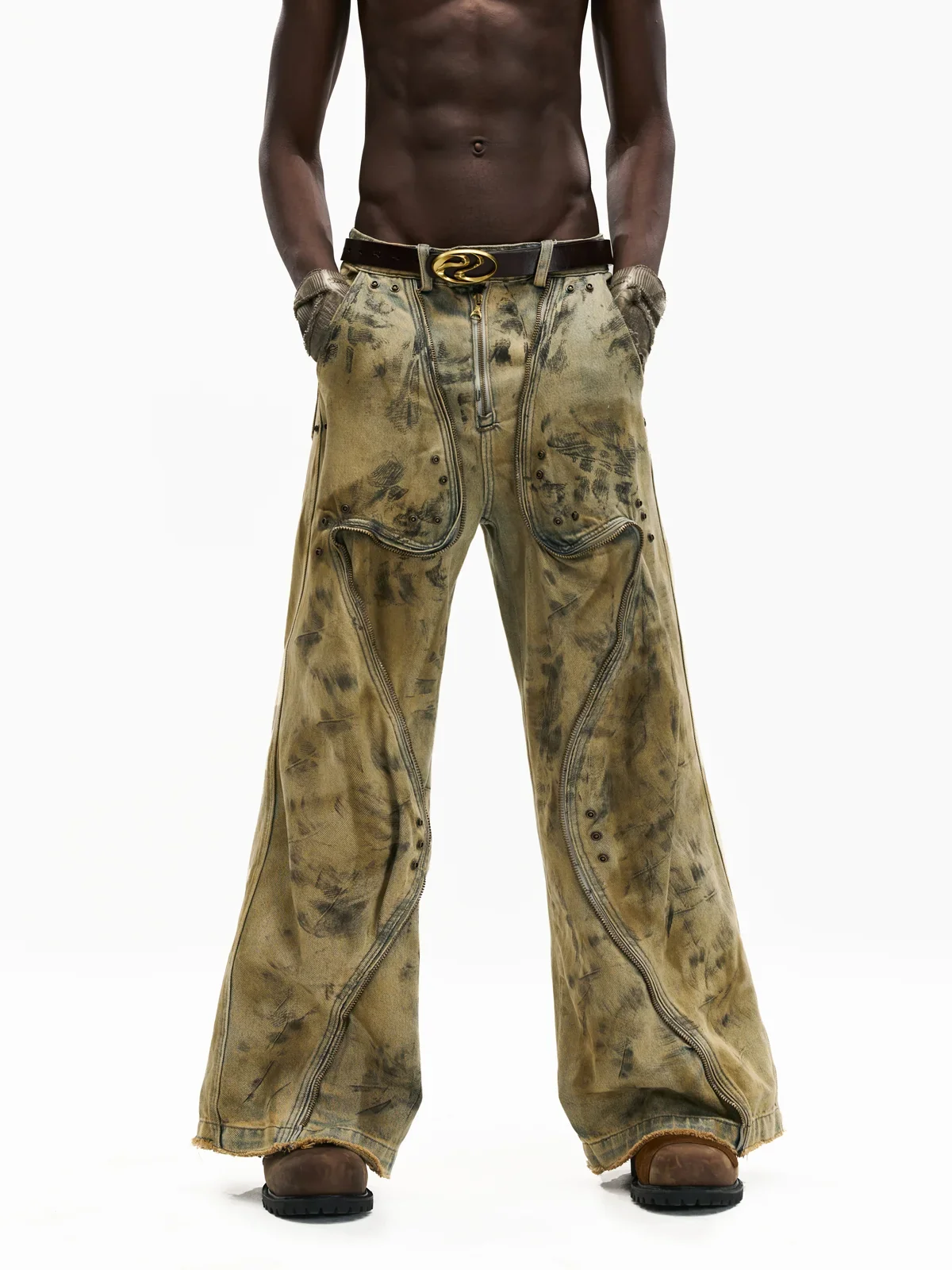 Personsoul Western Dunes Leather Panel Jeans - Image 12