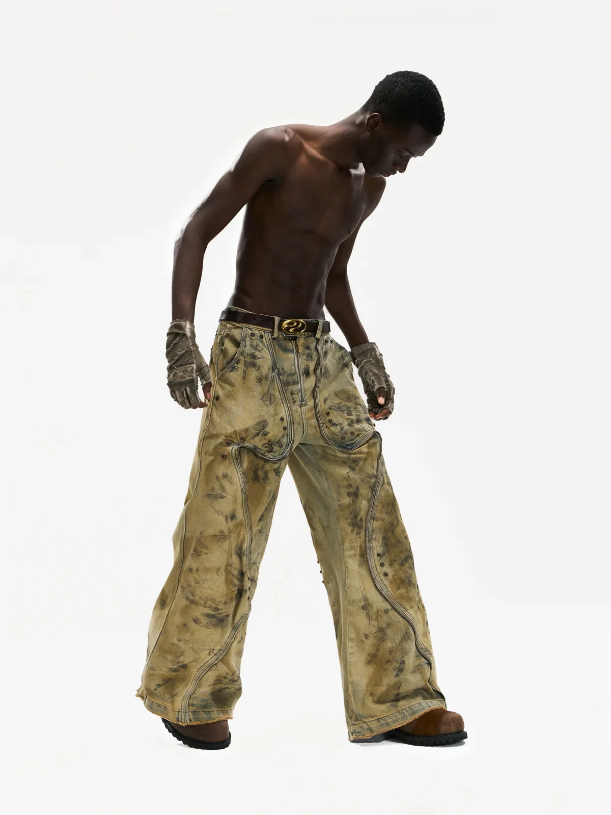 Personsoul Western Dunes Leather Panel Jeans - Image 13