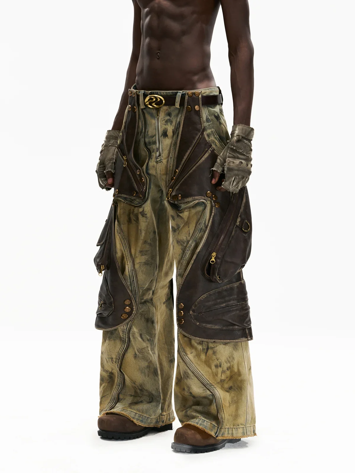 Personsoul Western Dunes Leather Panel Jeans - Image 2