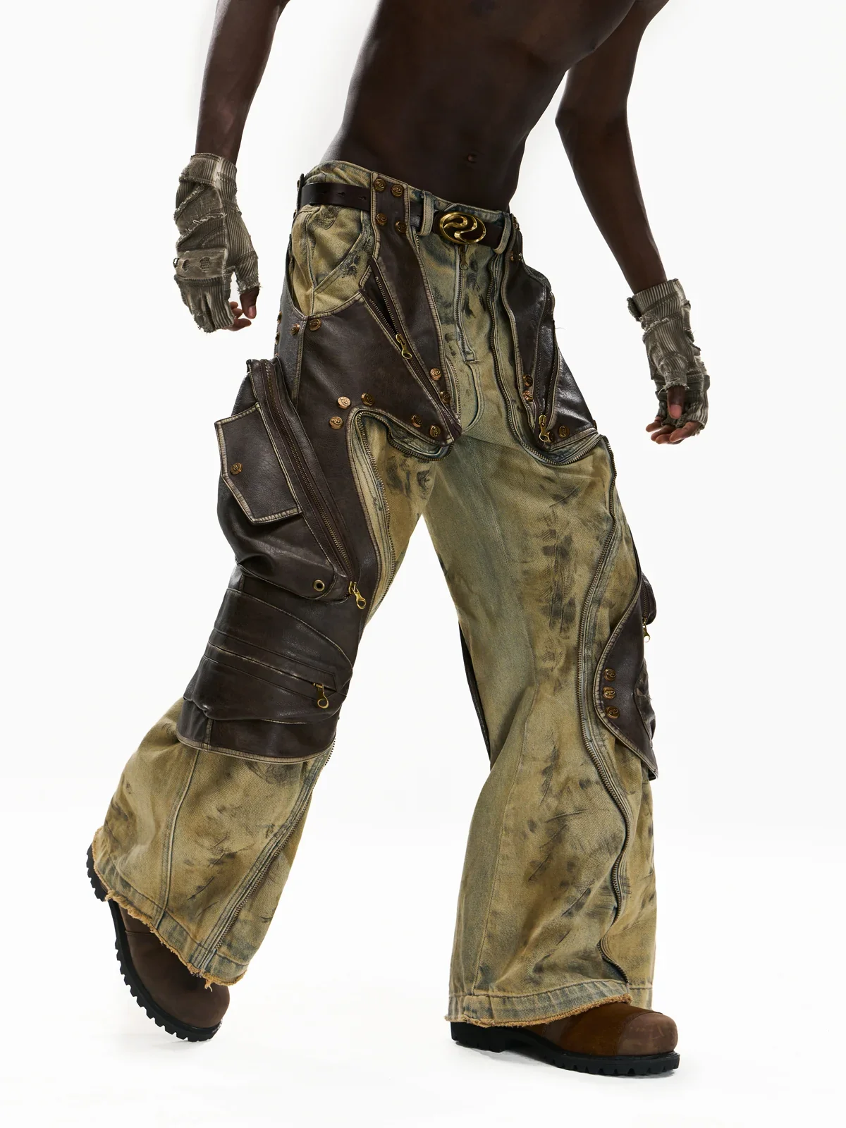 Personsoul Western Dunes Leather Panel Jeans - Image 4