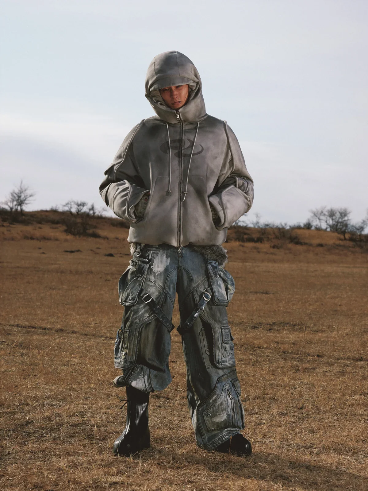 Personsoul White Stain Graffiti Cargo Pants - Image 10