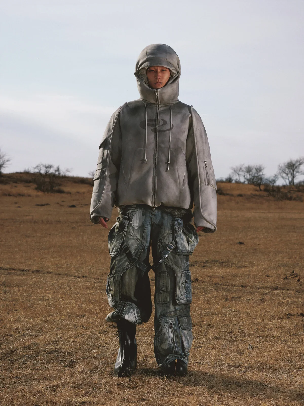 Personsoul White Stain Graffiti Cargo Pants - Image 11