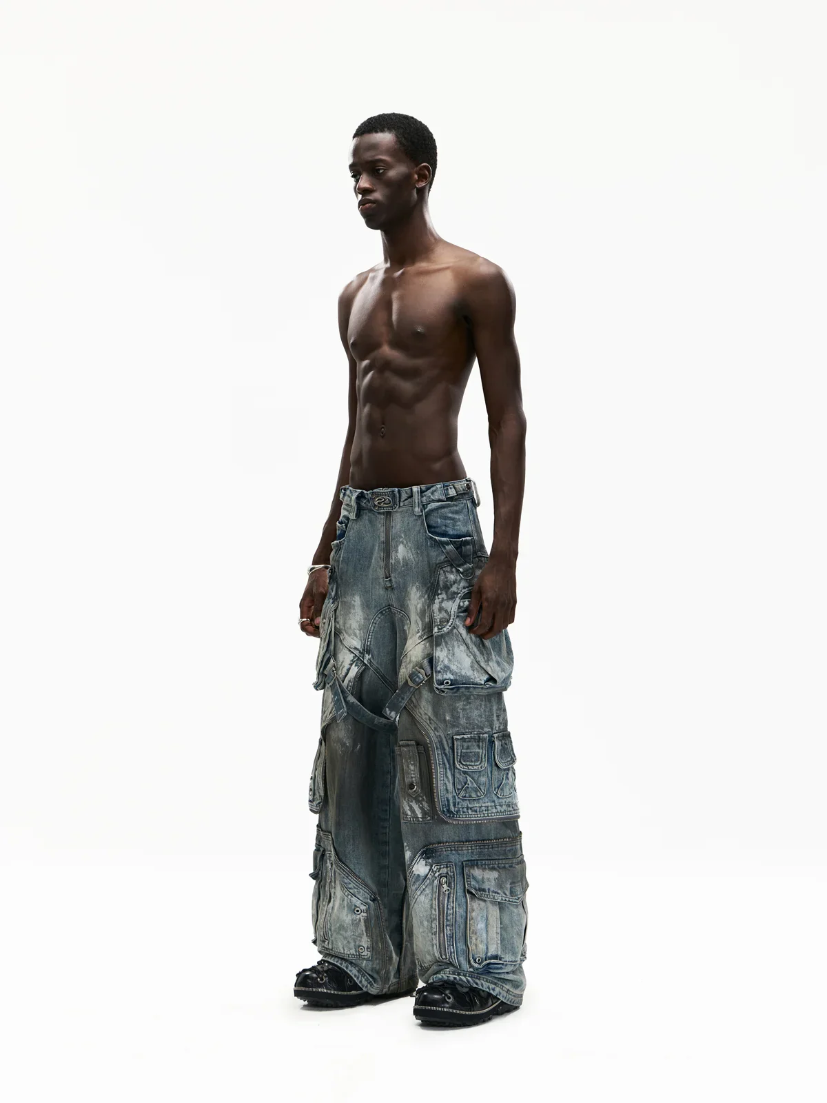Personsoul White Stain Graffiti Cargo Pants - Image 5