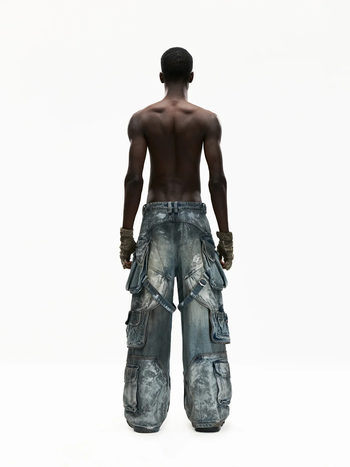 Personsoul White Stain Graffiti Cargo Pants - Image 6