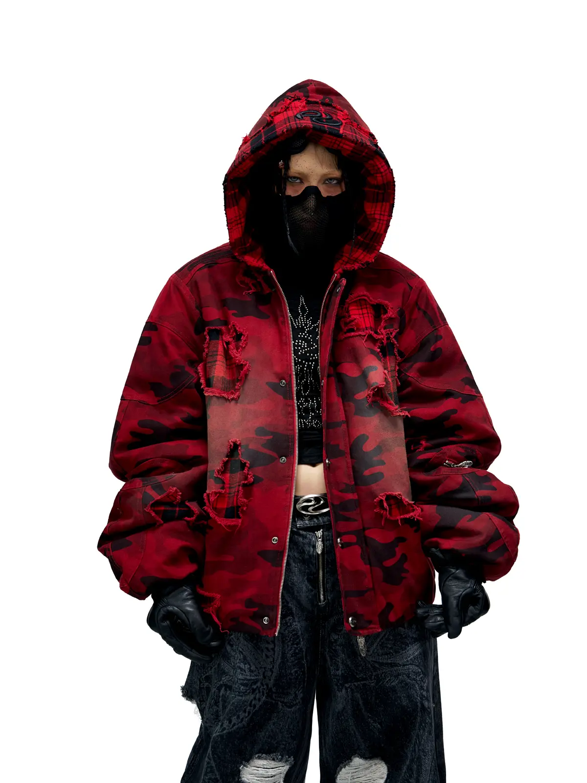 Red Camo Hoodie Cotton Jacket