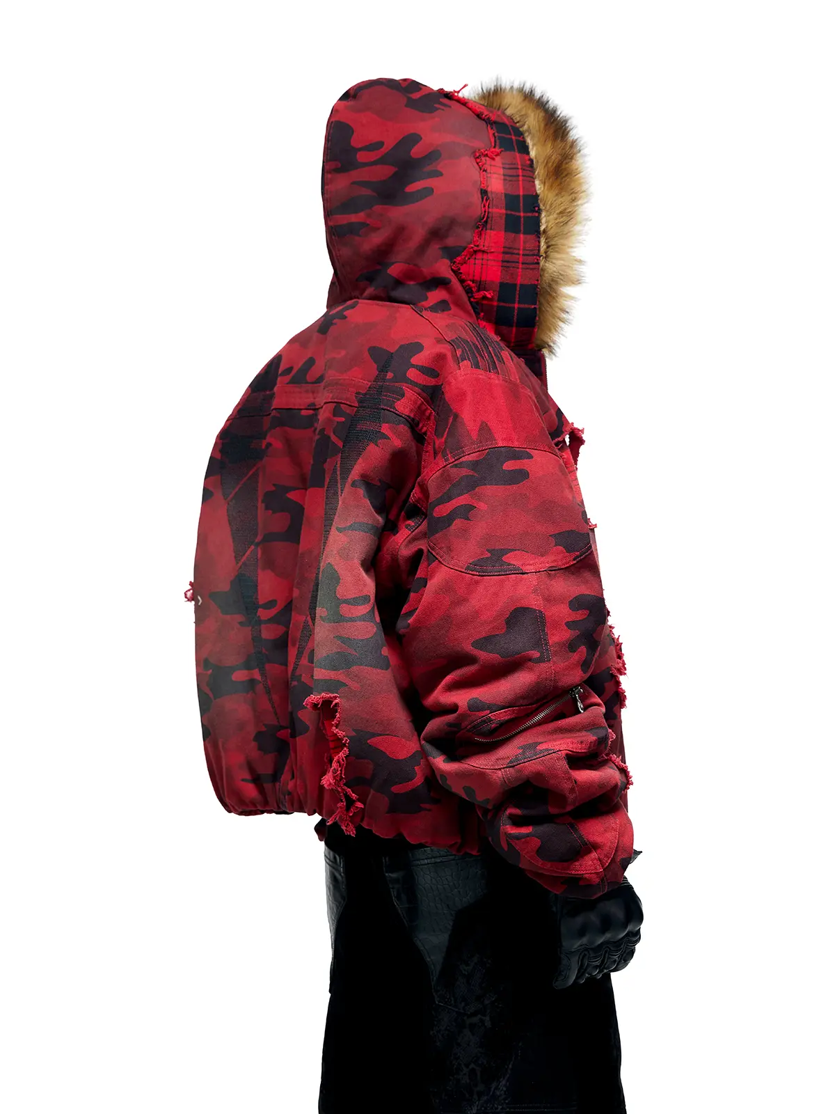 Red Camo Hoodie Cotton Jacket - Image 3