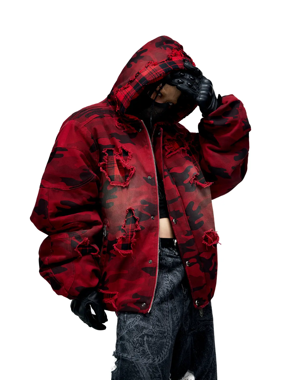 Red Camo Hoodie Cotton Jacket - Image 5