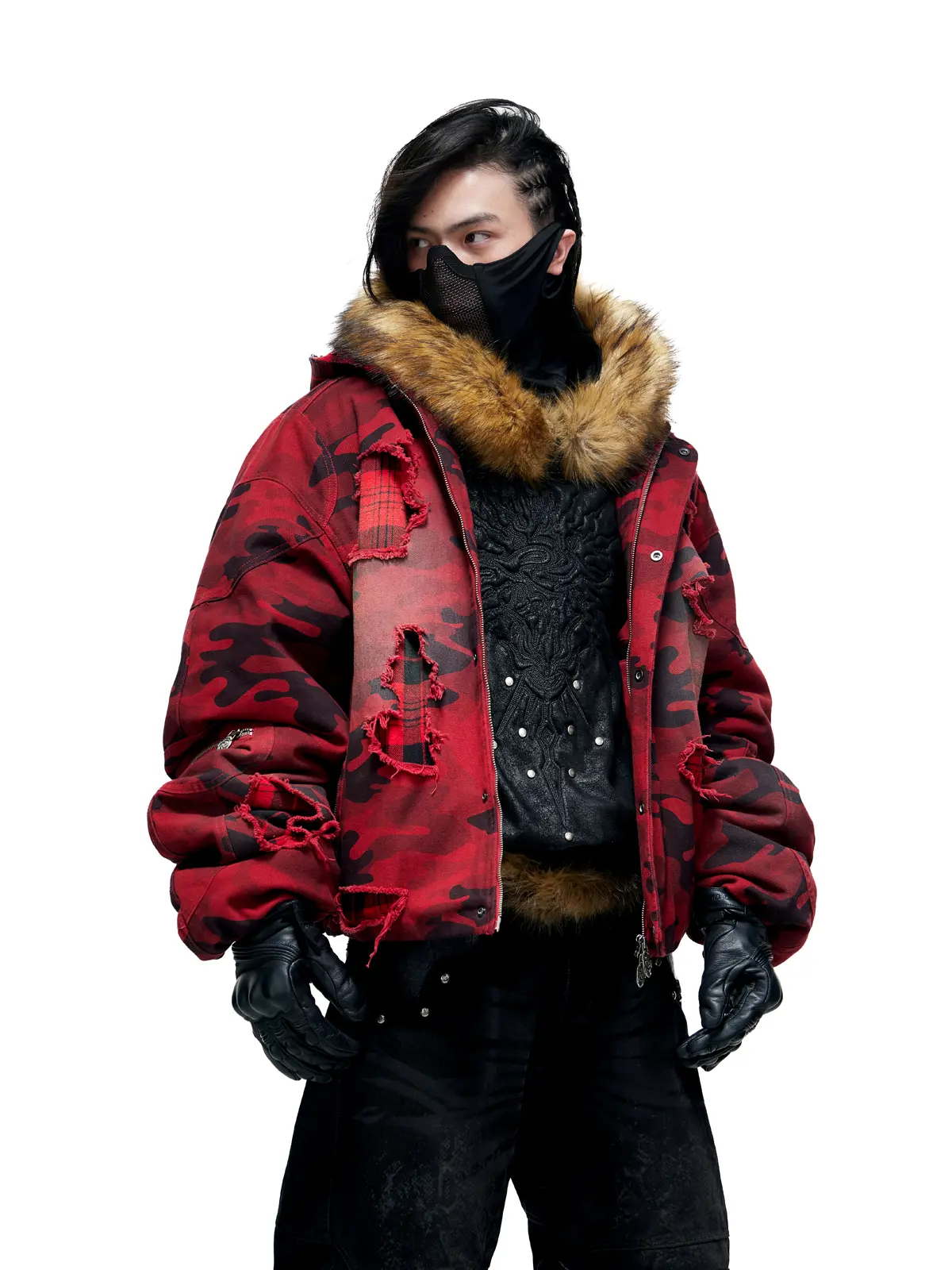 Red Camo Hoodie Cotton Jacket - Image 6