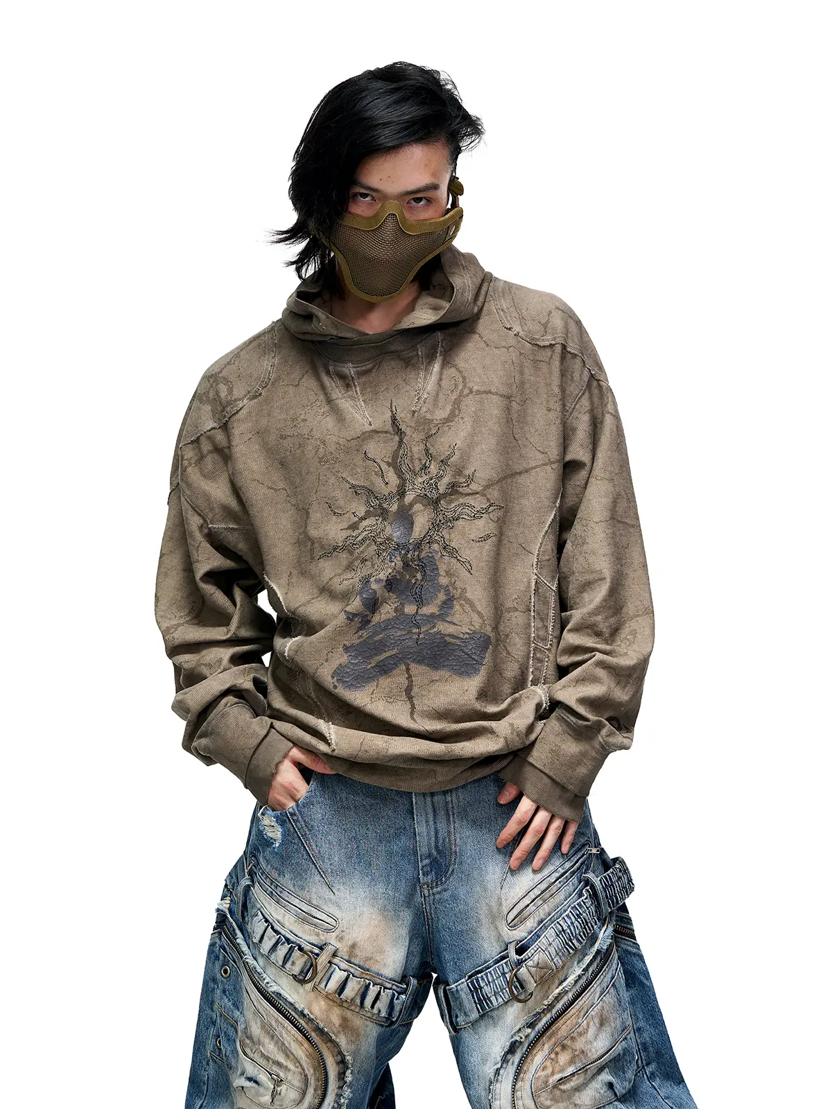 Vintage Sun Totem Distressed Hoodies - Image 8